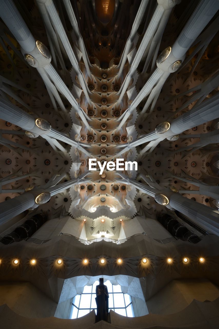 Directly below shot of ceiling in sagrada familia