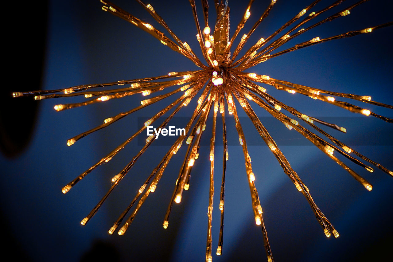 Close-up of christmas decoration at night