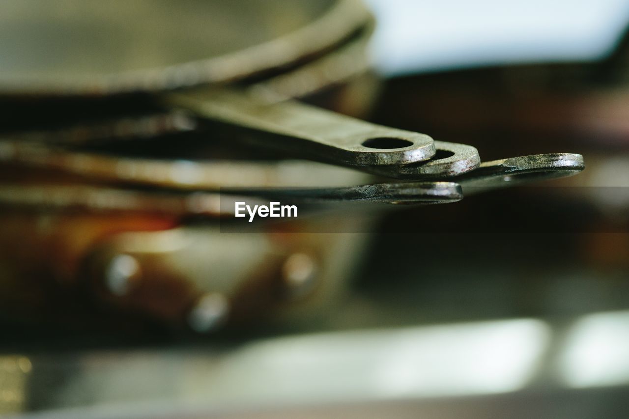 Close-up of frying pans