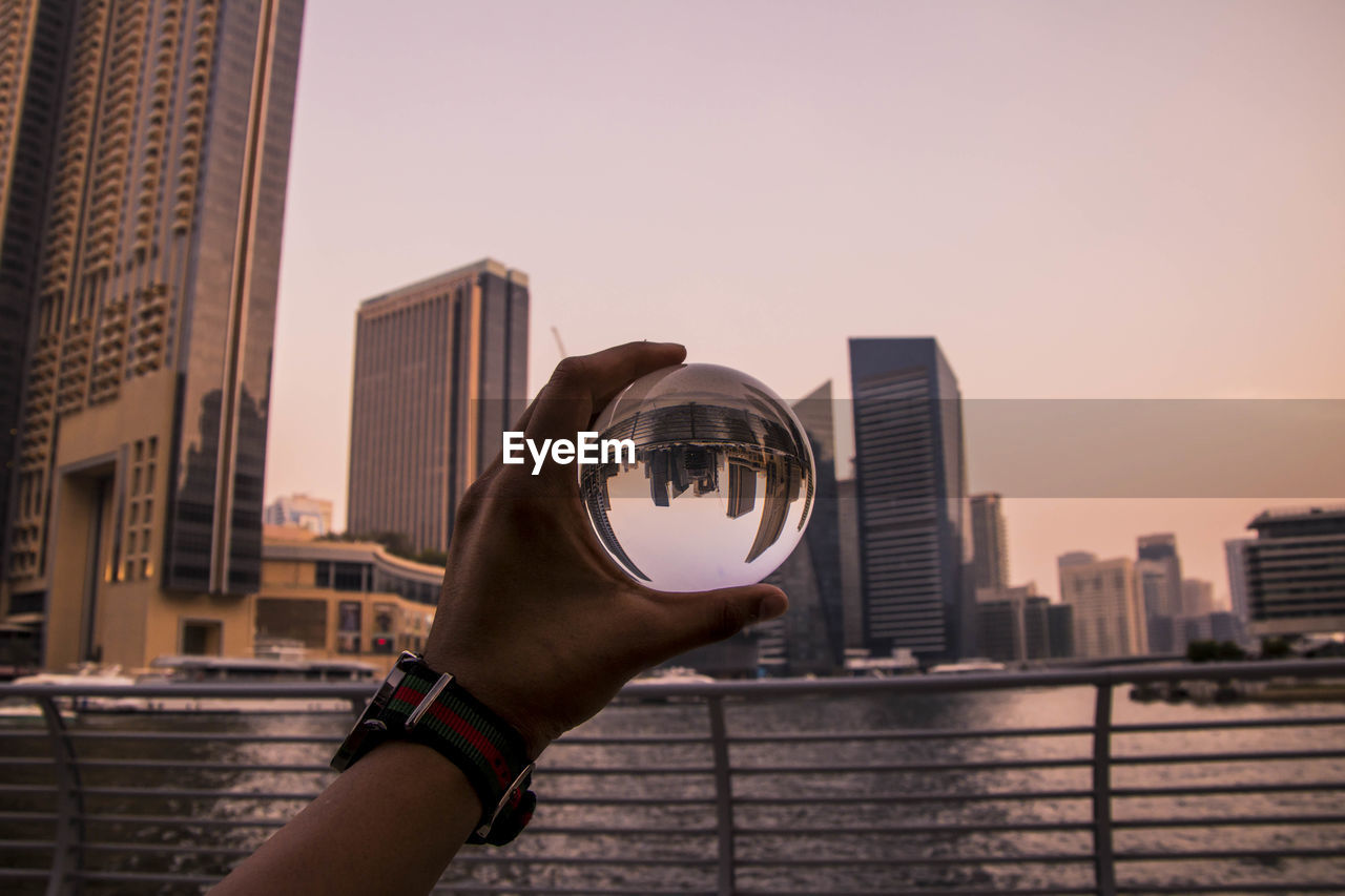 Sunset through a lens ball