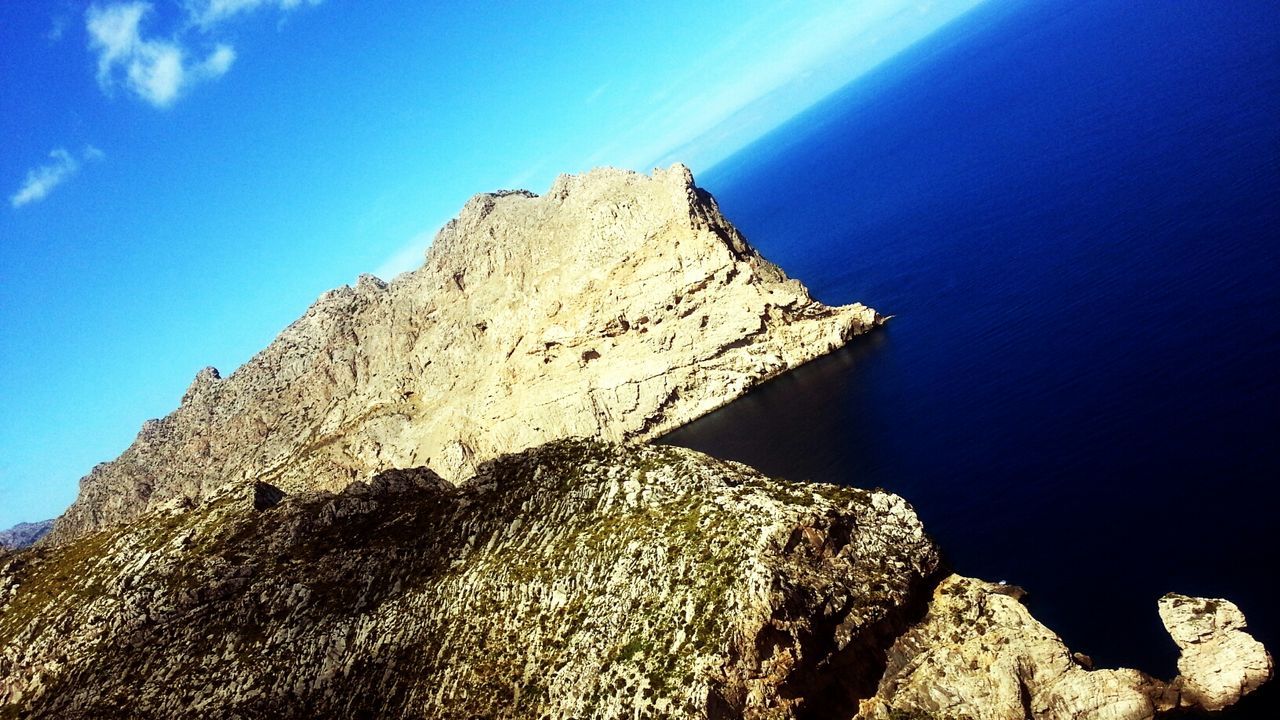 High angle view of sea and rocks