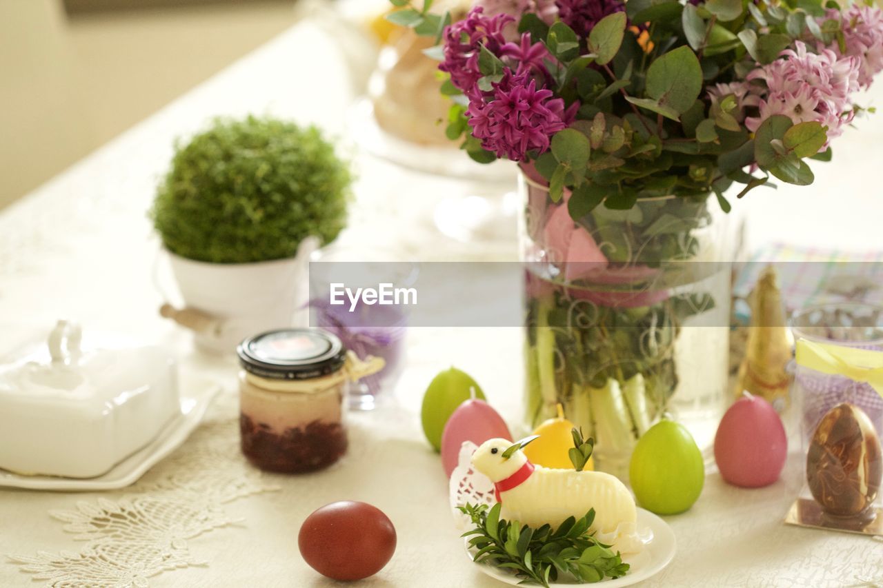 Close-up of flower vase on table