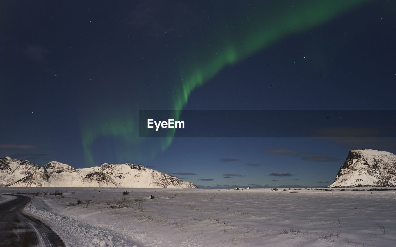 Aurora in snowy landscape