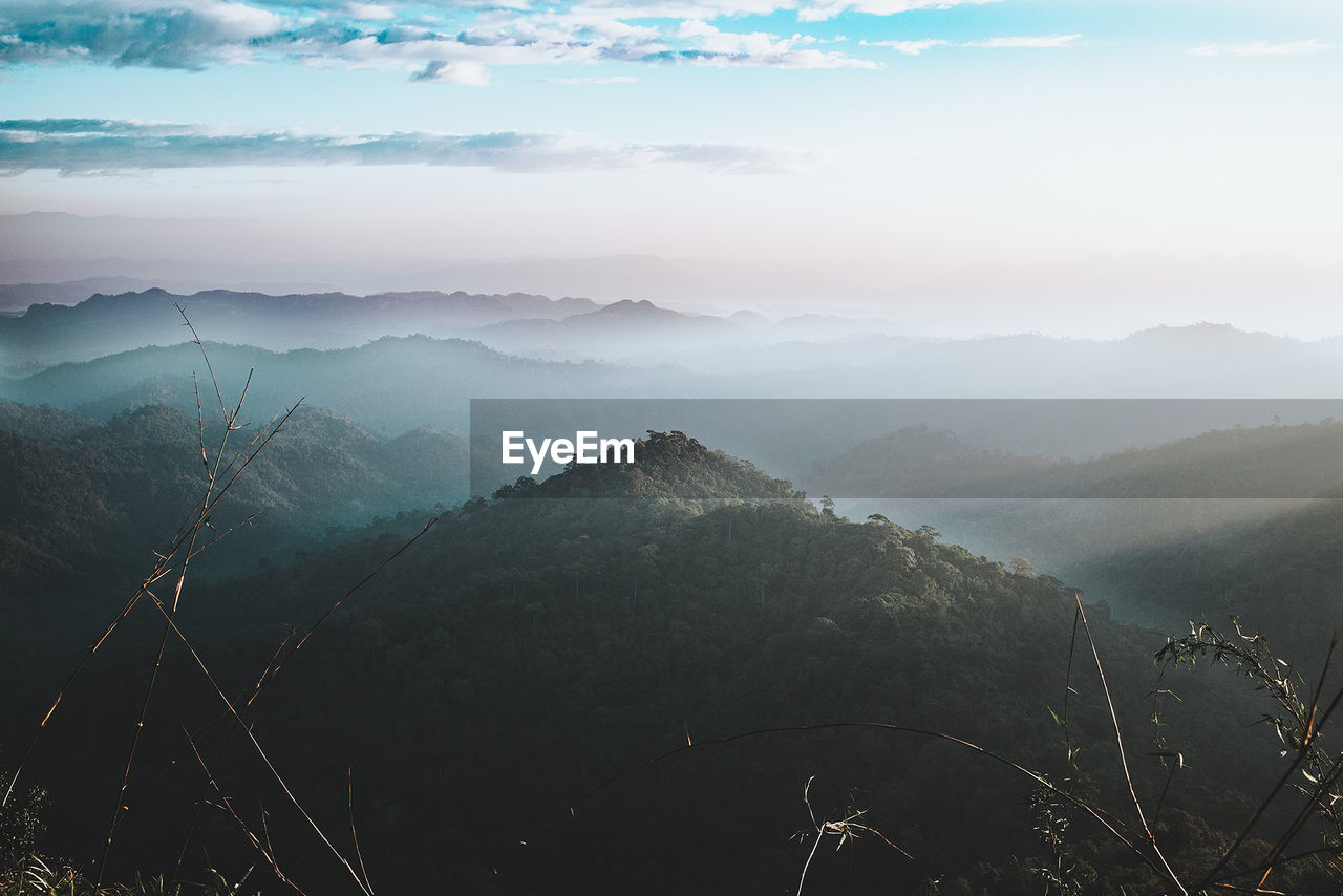 Scenic view of mountains against sky