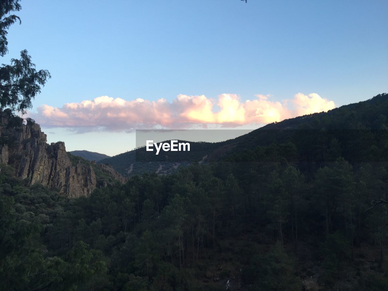 Scenic view of mountains against cloudy sky