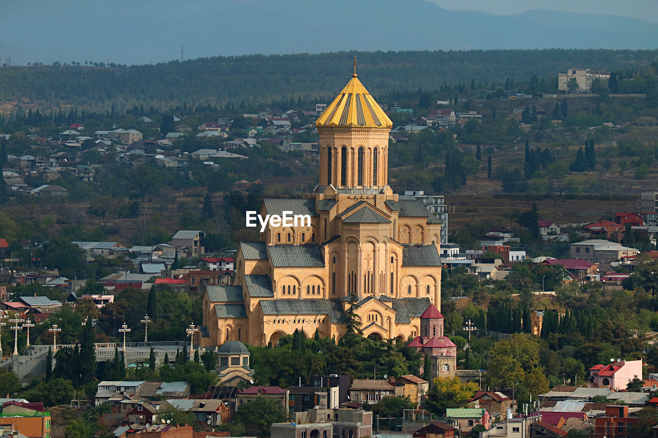 Aerial view of the holy trinity cathedral of tbilisi, also known as sameba, tbilisi, georgia