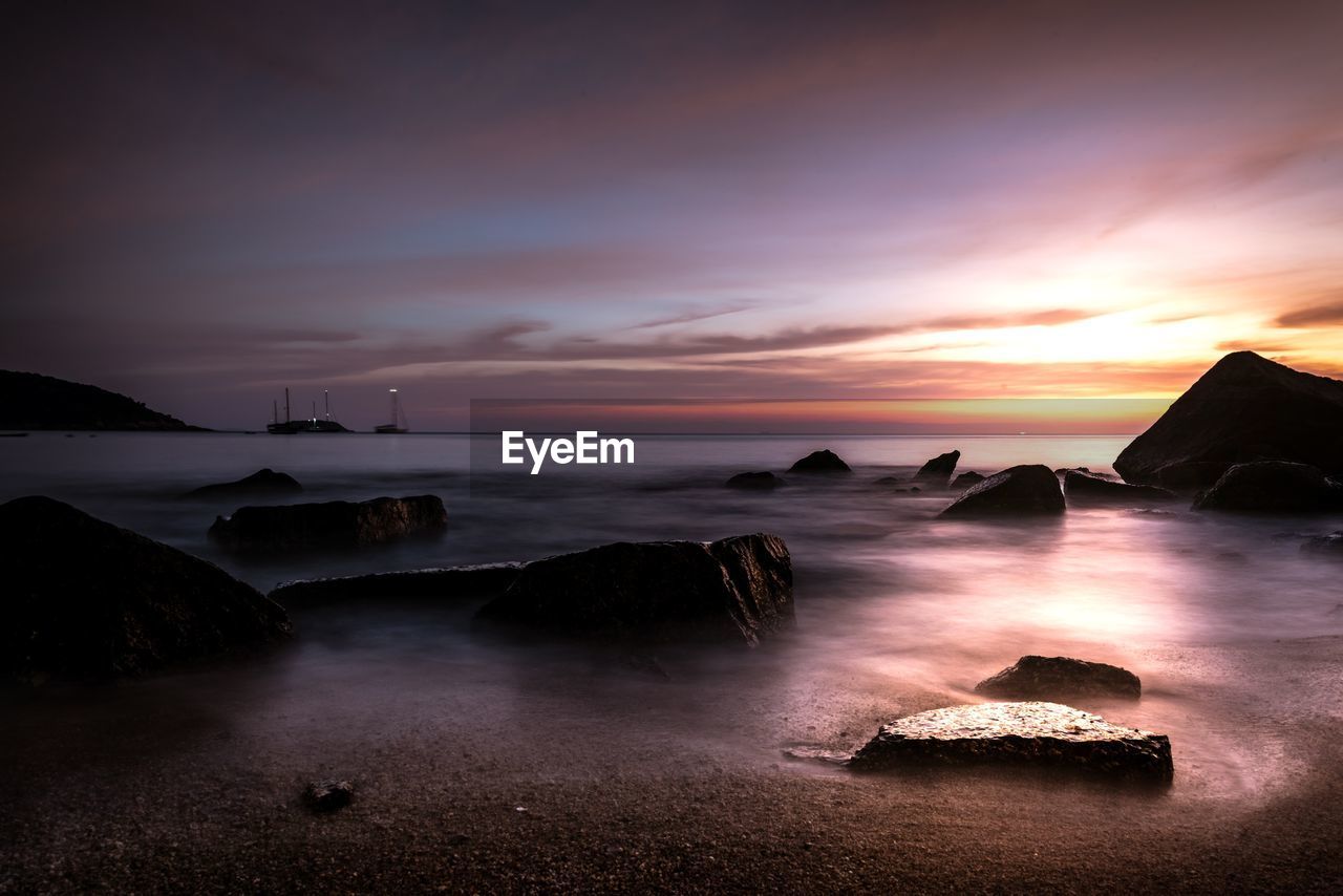 Scenic view of sea against sky during sunset