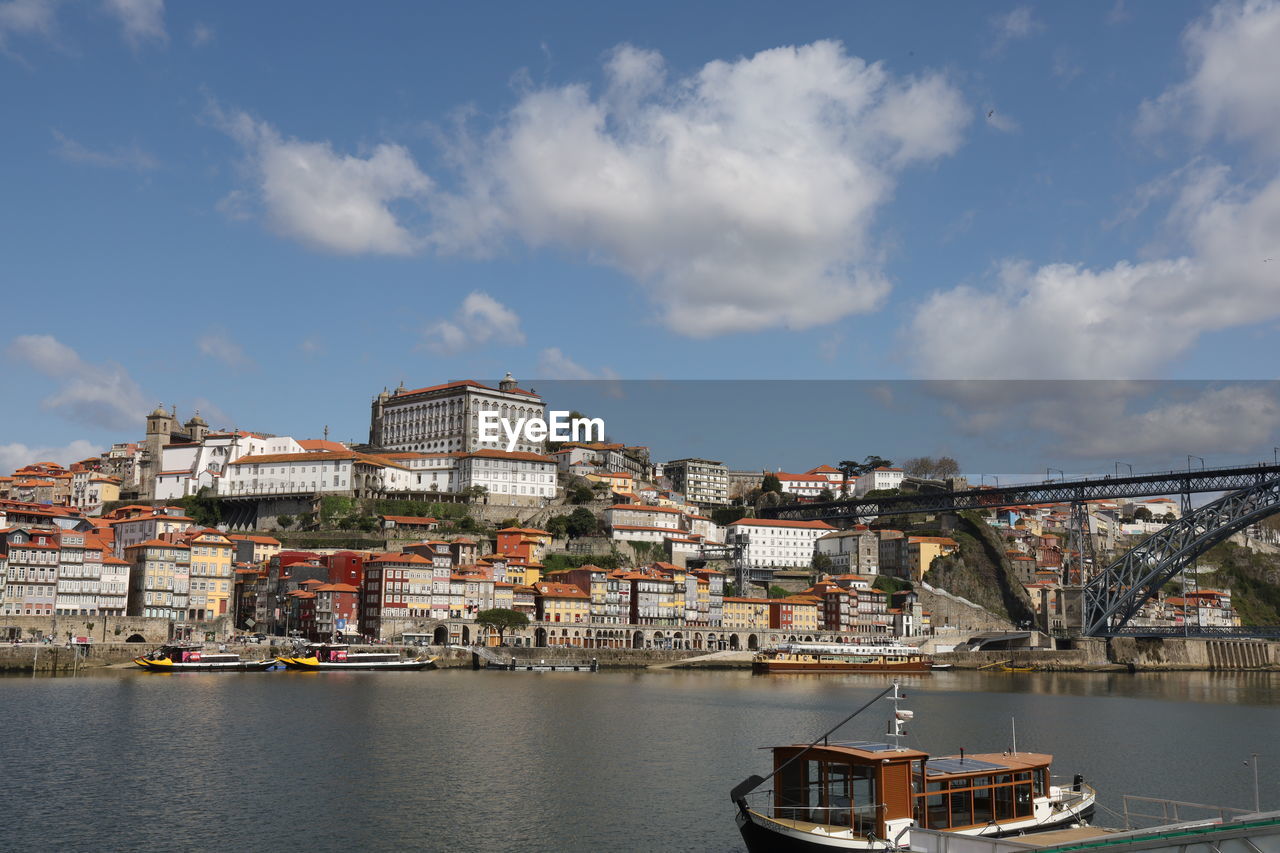 View of  porto world heritage ribeira and gustav eiffel luiz i bridge 