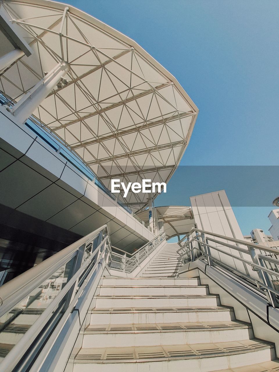 Low angle view of staircase against building