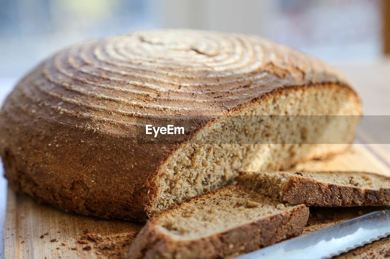 Homebaked bread with spelt flour, rye flour and wholegrain wheat flour