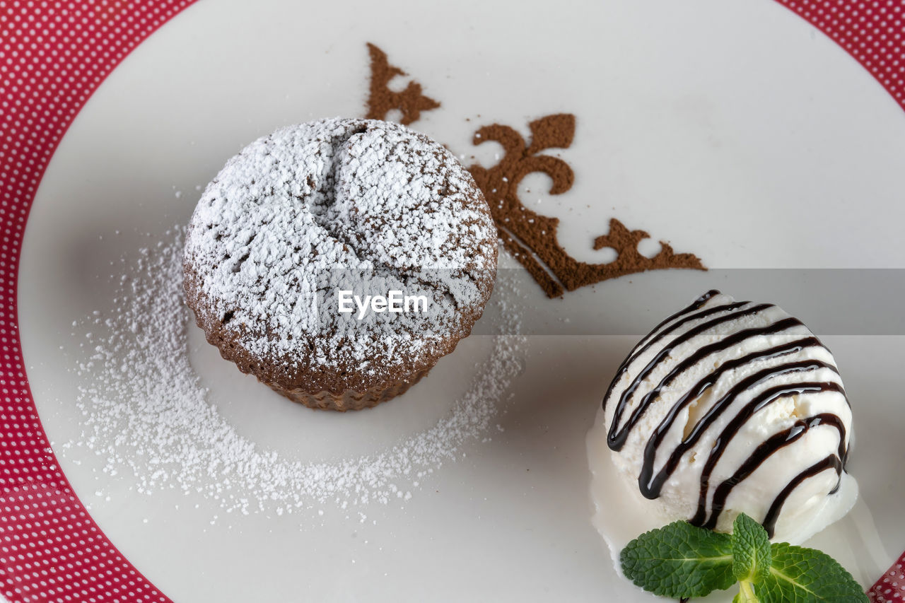 high angle view of cookies in plate