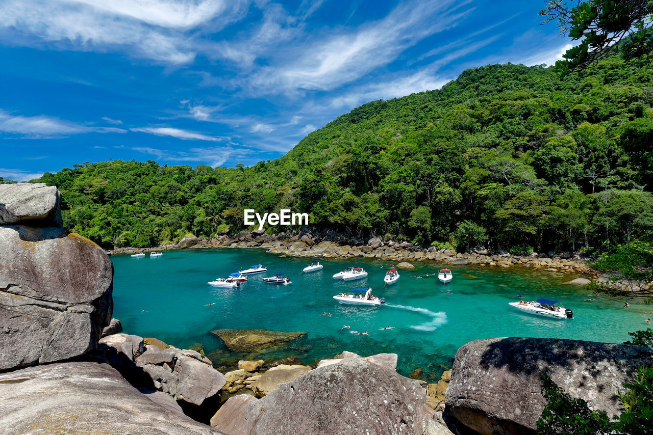 SCENIC VIEW OF BAY AGAINST CLEAR SKY