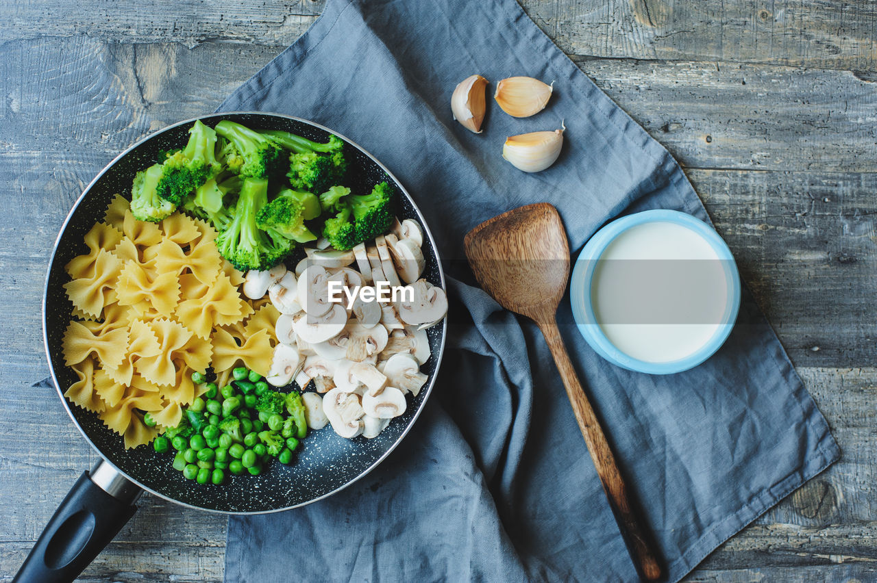 HIGH ANGLE VIEW OF BREAKFAST IN BOWL