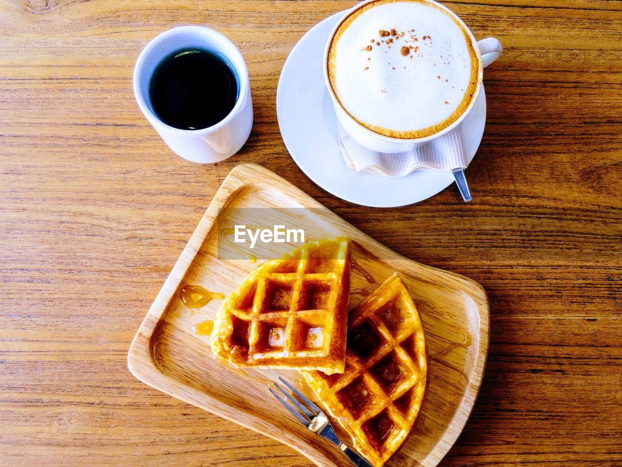 High angle view of coffee on table