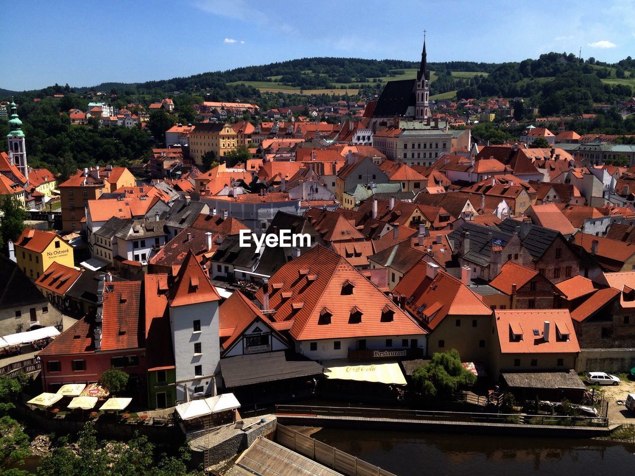 High angle view of townscape of traditional houses