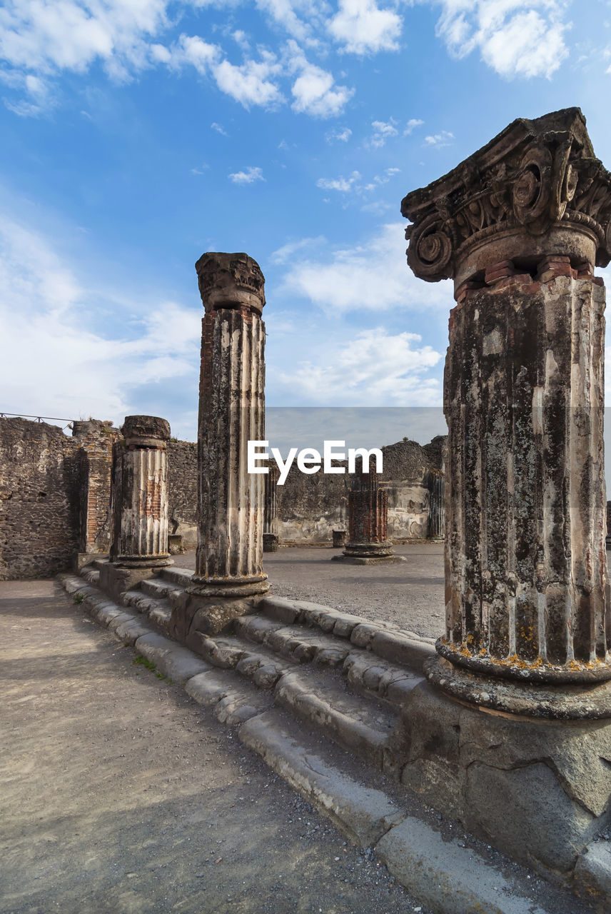 Ionic colums in pompeii, italy