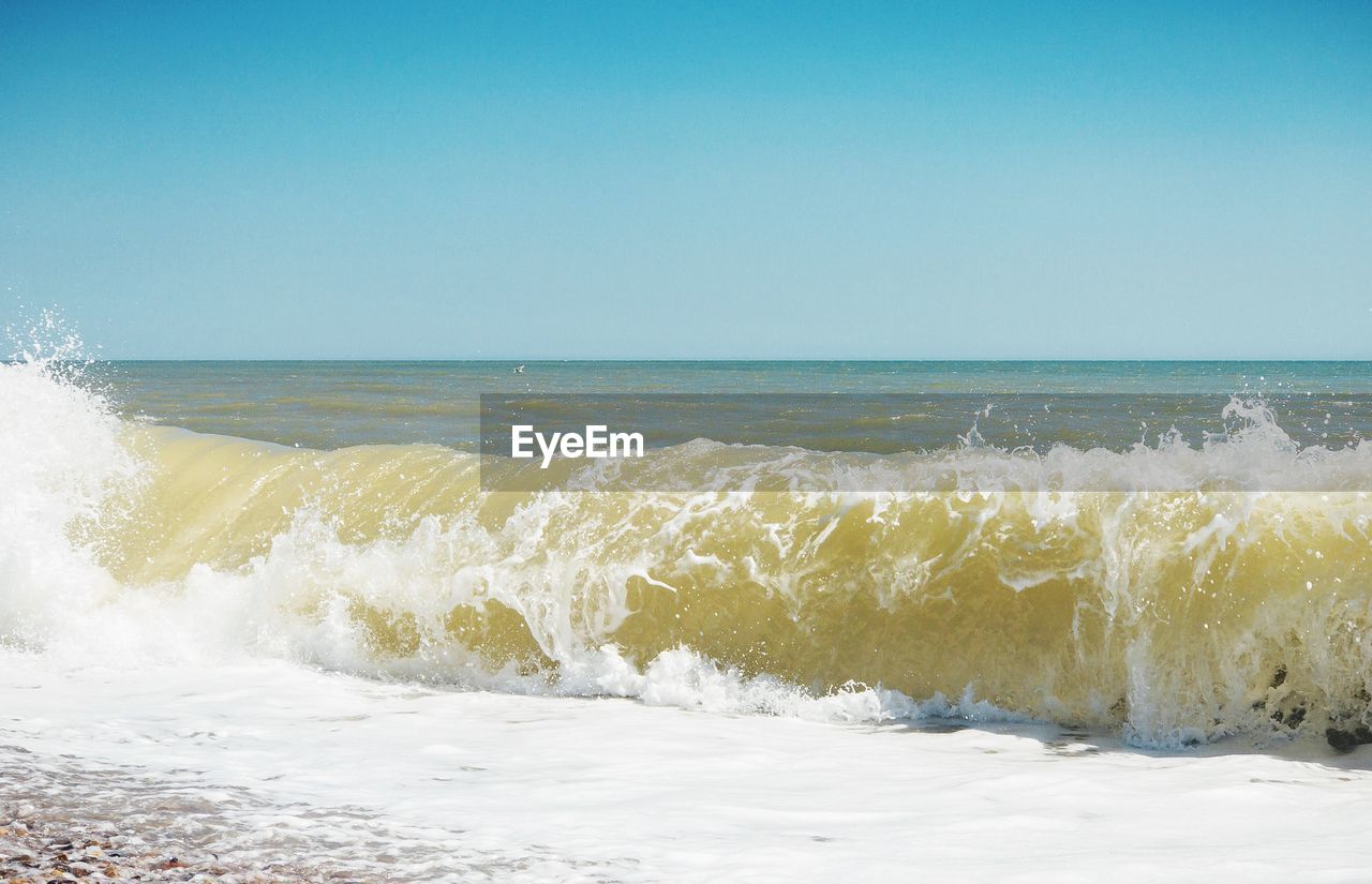 PANORAMIC VIEW OF BEACH AGAINST CLEAR SKY