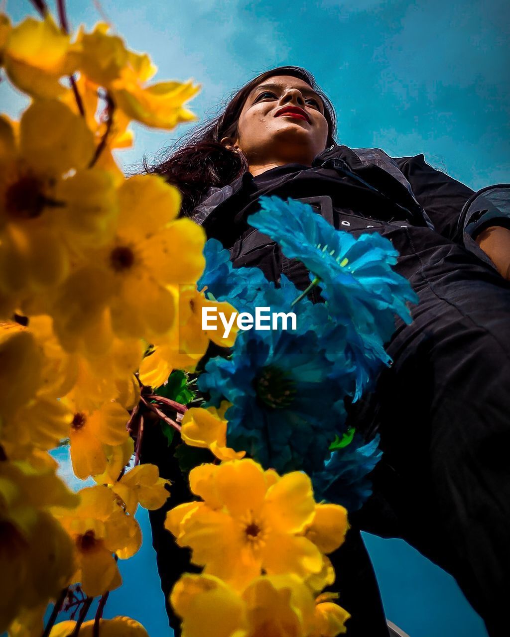 Man and yellow flowering plants , indian girl , nature