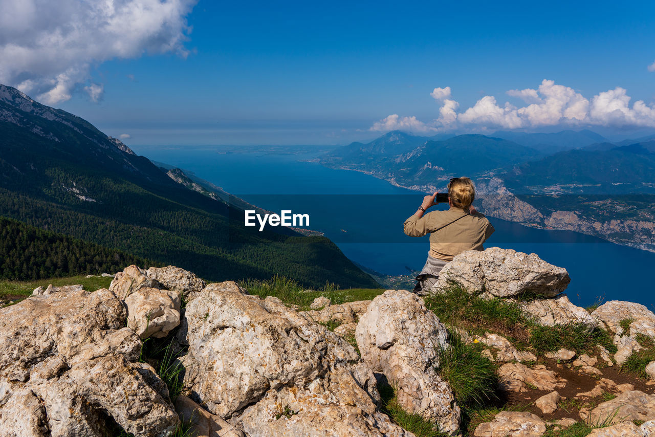 Panoramic view from monte baldo on lake garda near malcesine in italy.