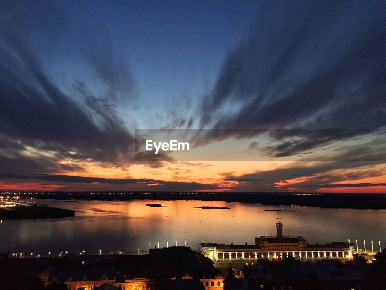SCENIC VIEW OF SUNSET OVER SEA