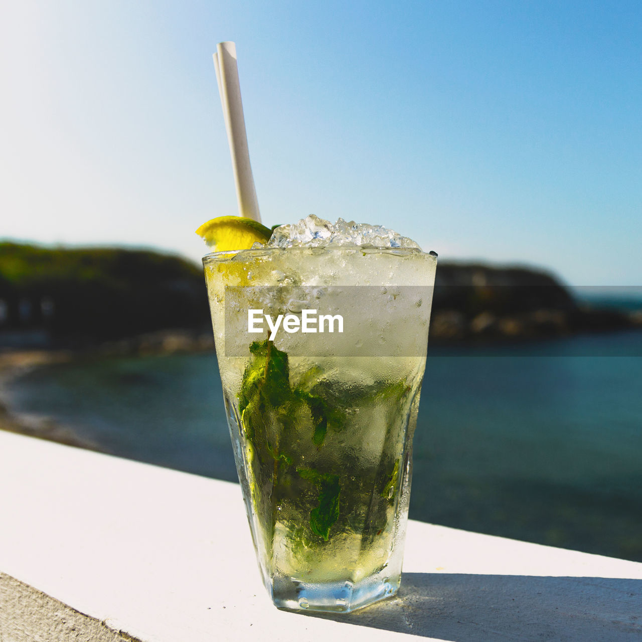 Close-up of mojito cocktail on table