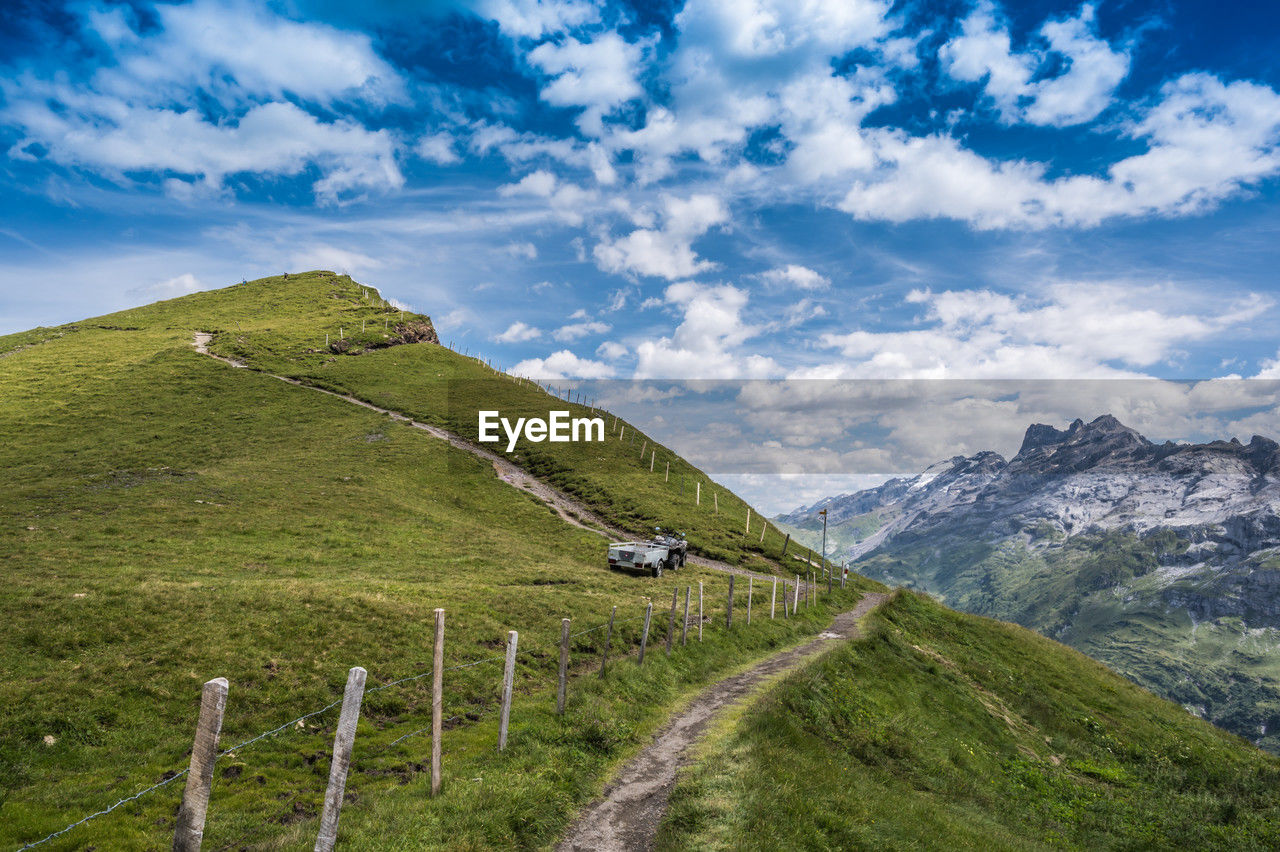 The wandertrail horizontweg from alpen tower to engstlenalp, along gental, switzerland