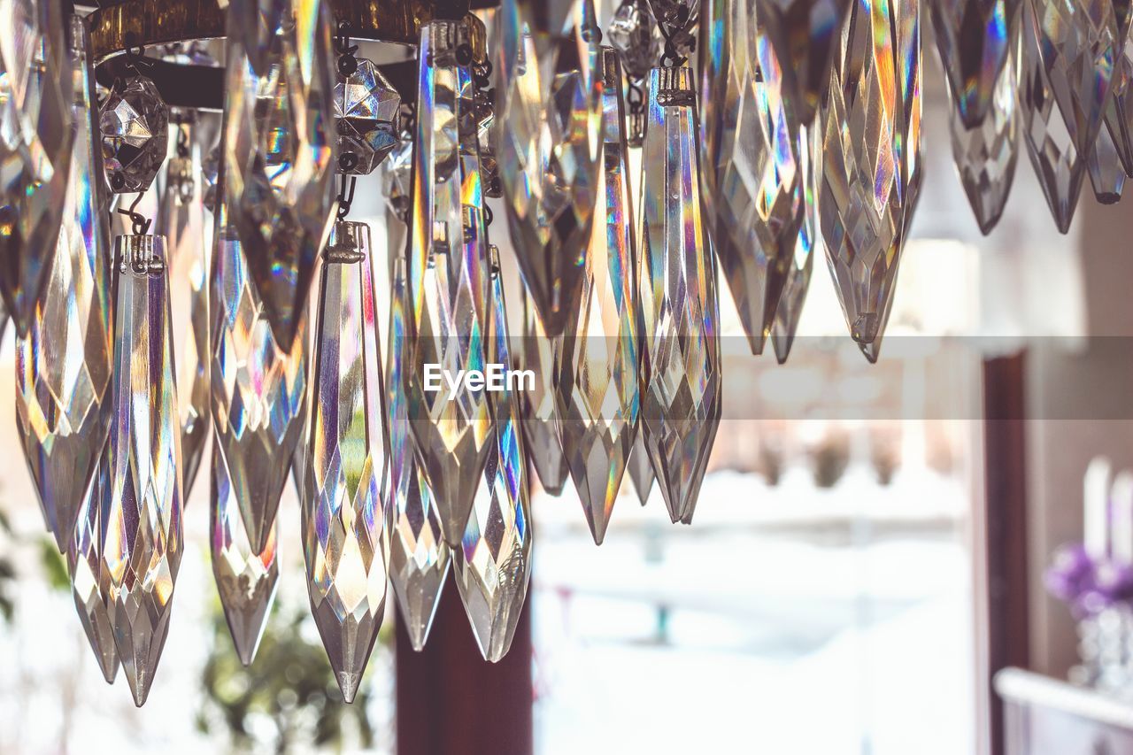 Close-up of crystals against blurred background