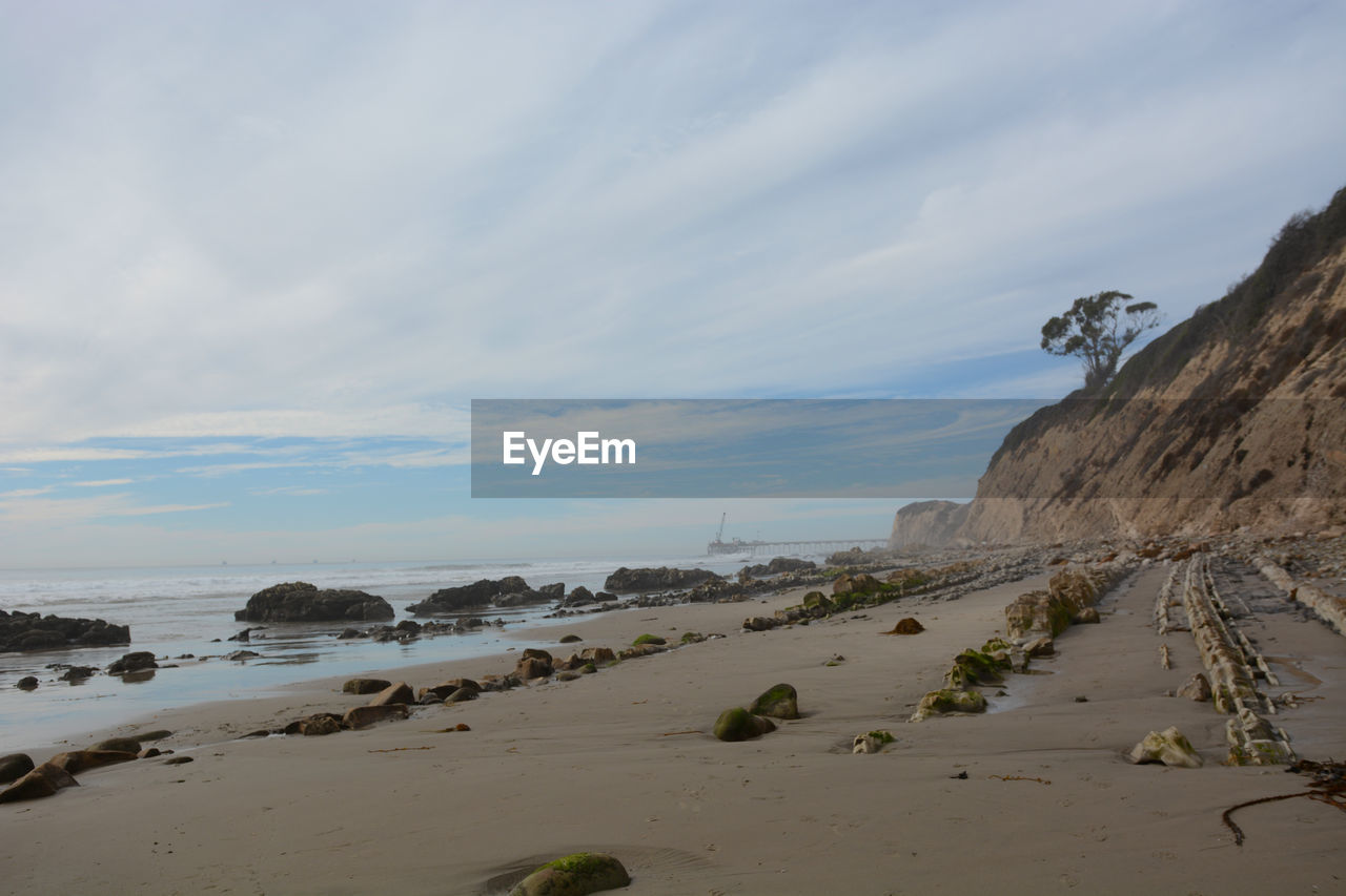 Scenic view of beach against sky
