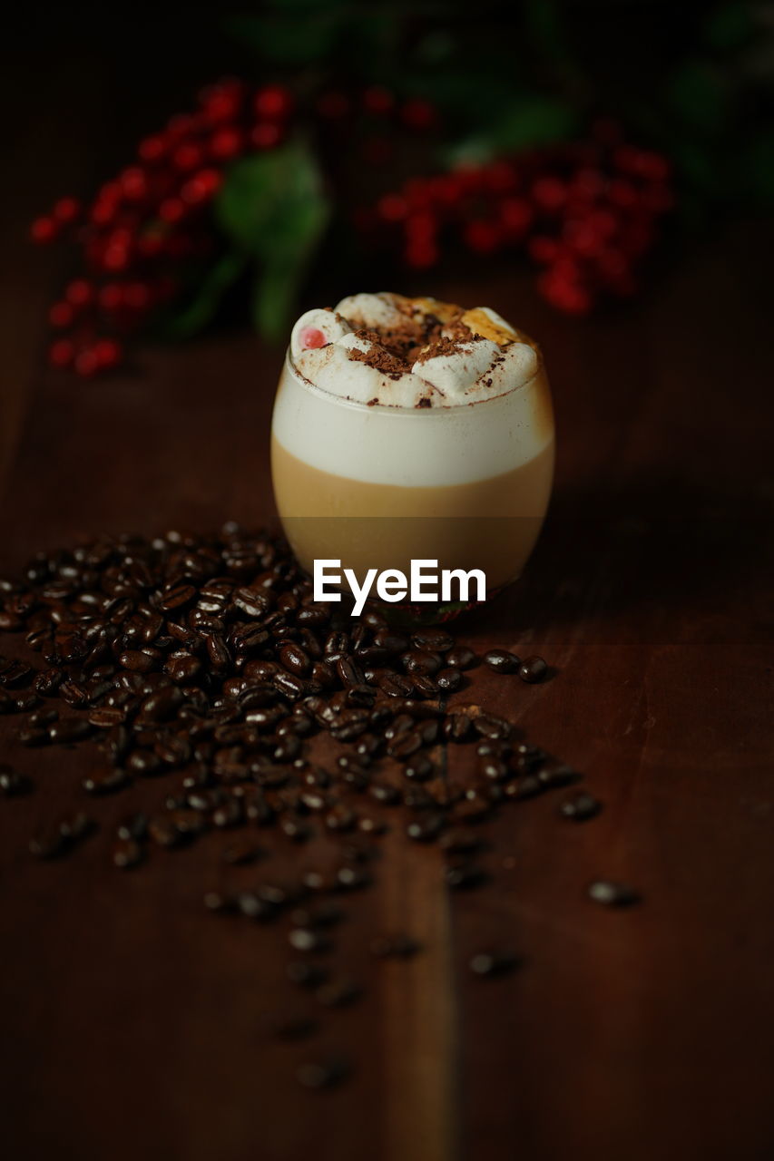 Close-up of coffee cup on table