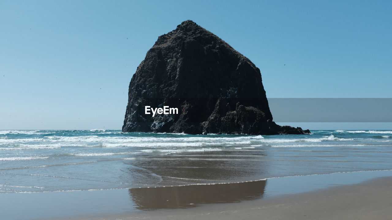 Scenic view of sea against clear sky