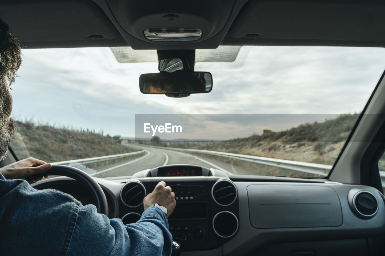 Man driving car