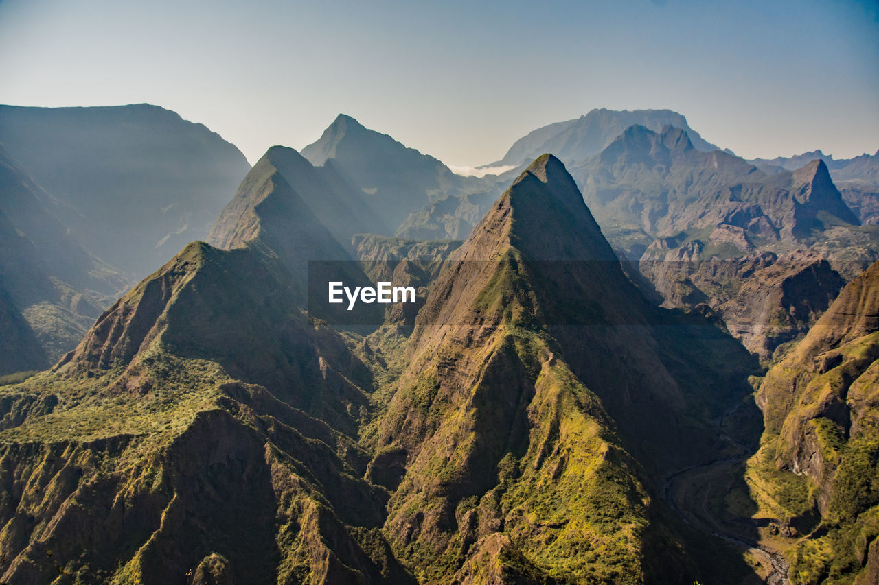 Panoramic view of mountains against sky