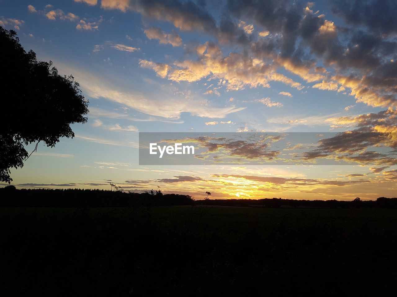 SILHOUETTE OF LANDSCAPE AGAINST SUNSET