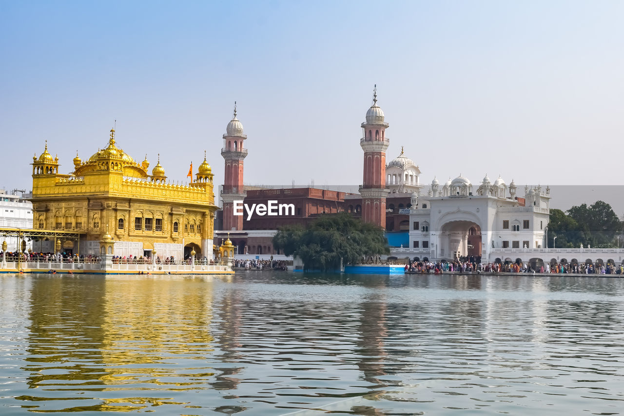 Beautiful view of golden temple - harmandir sahib in amritsar, punjab, india, famous indian sikh