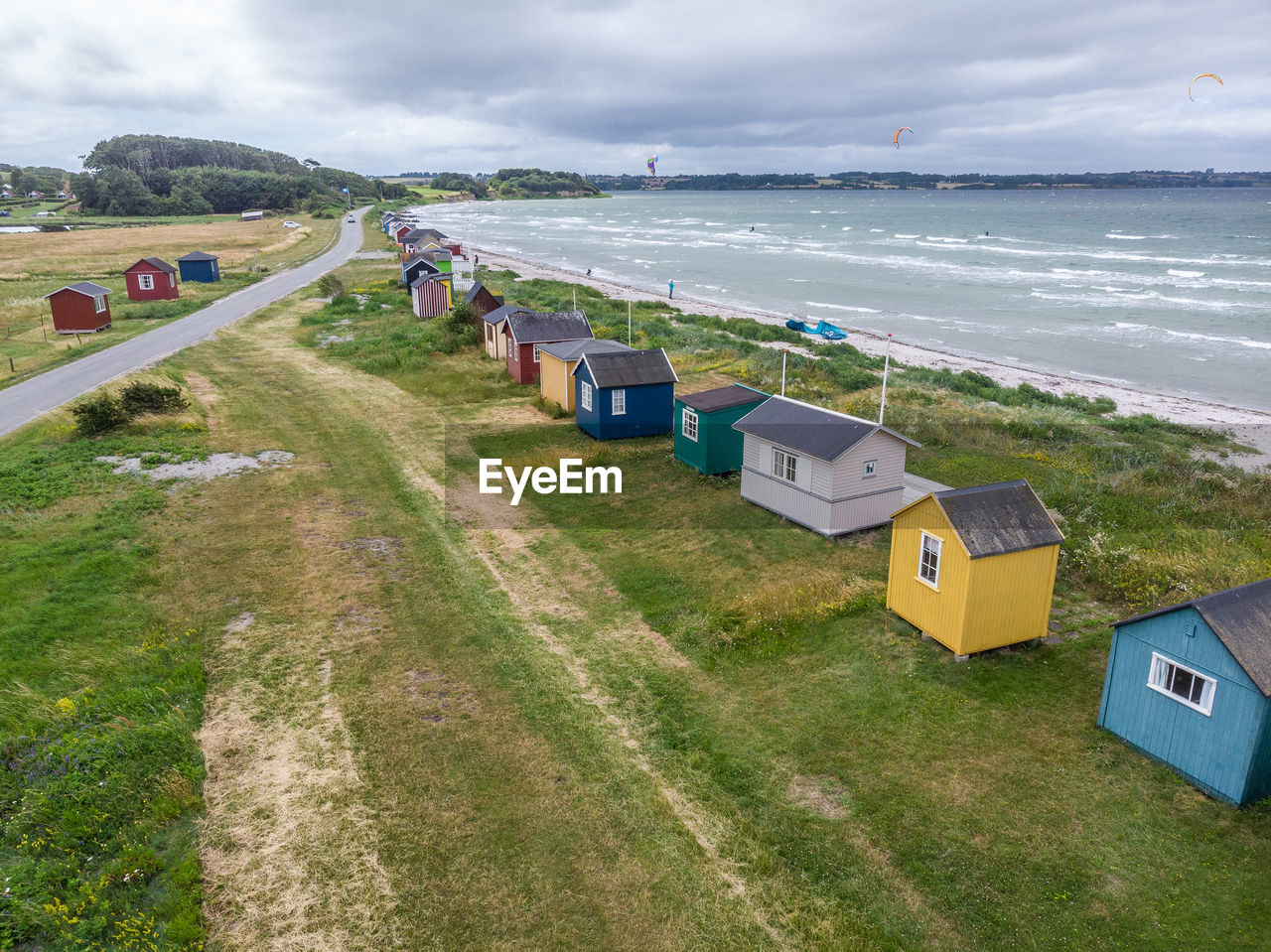 High angle view of beach against sky