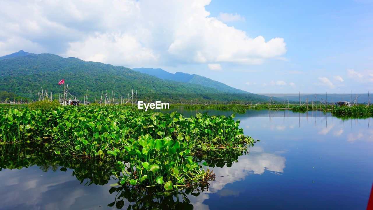 Scenic view of lake against sky