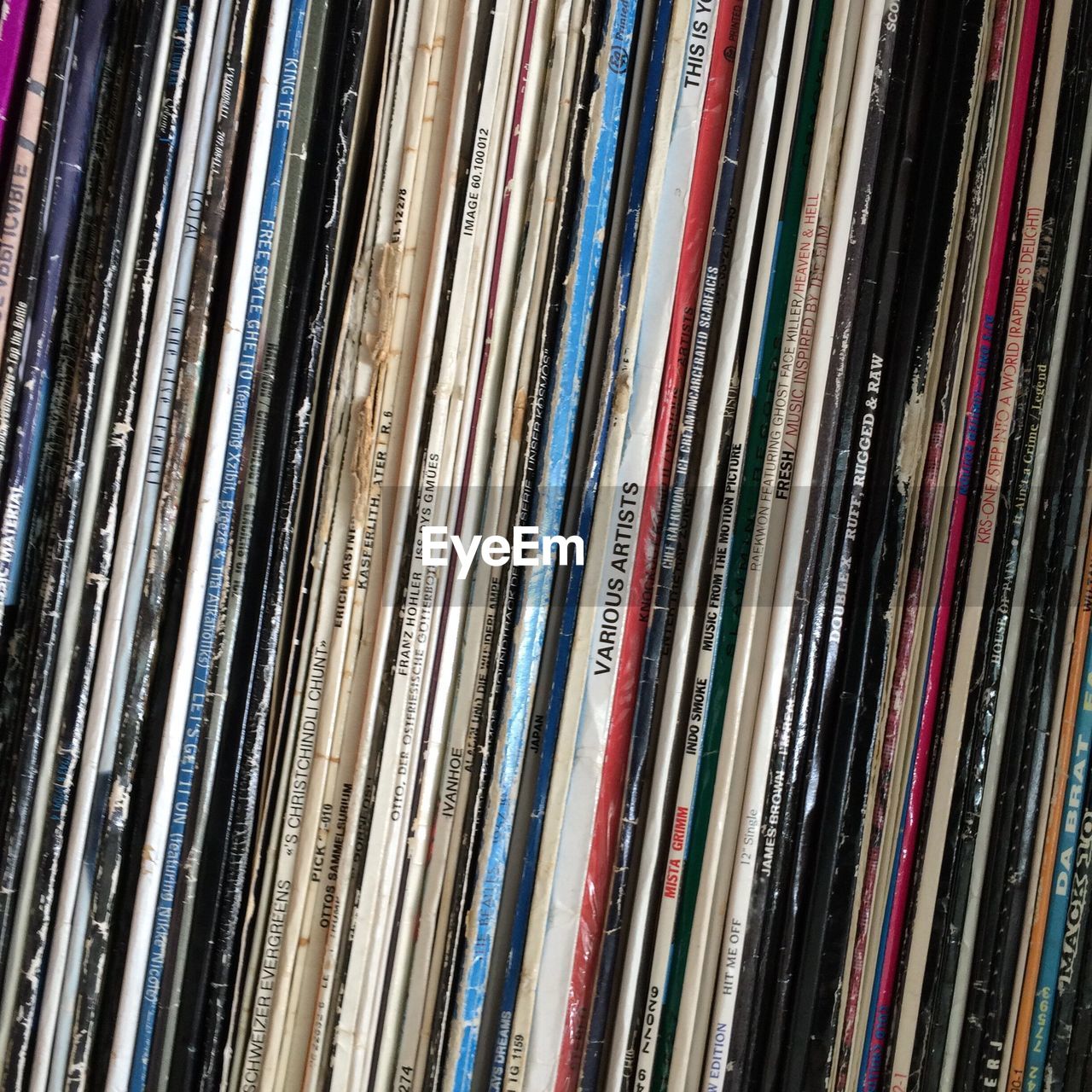 Full frame shot of record collection