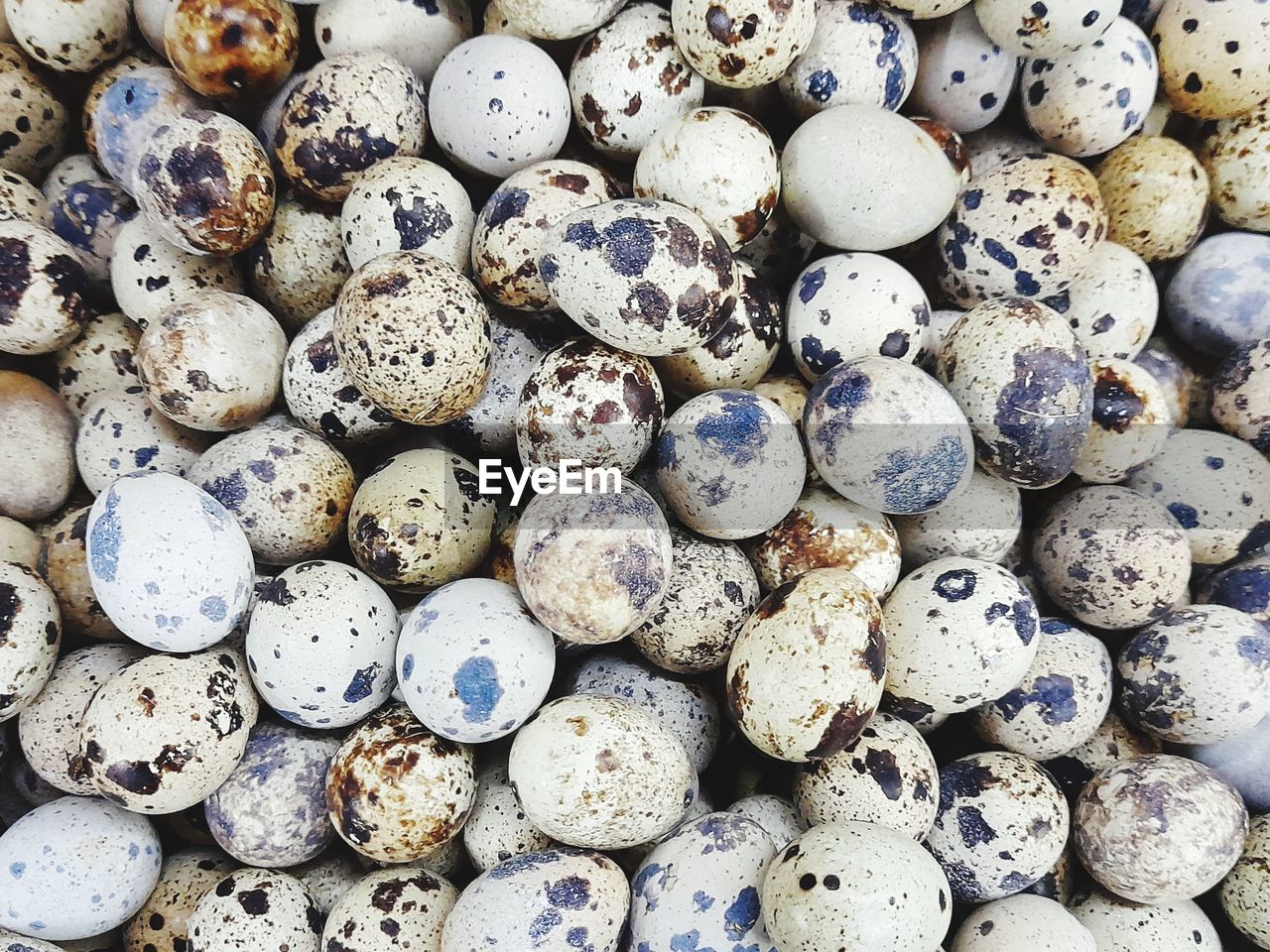 Full frame shot of quail eggs