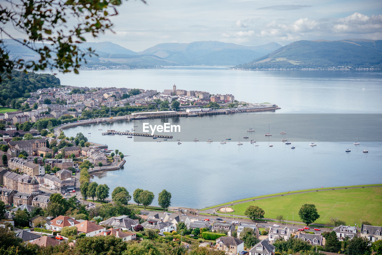 A view of gourock and gourock bay on the firth of clyde, seen from the viewpoint on lyle hill