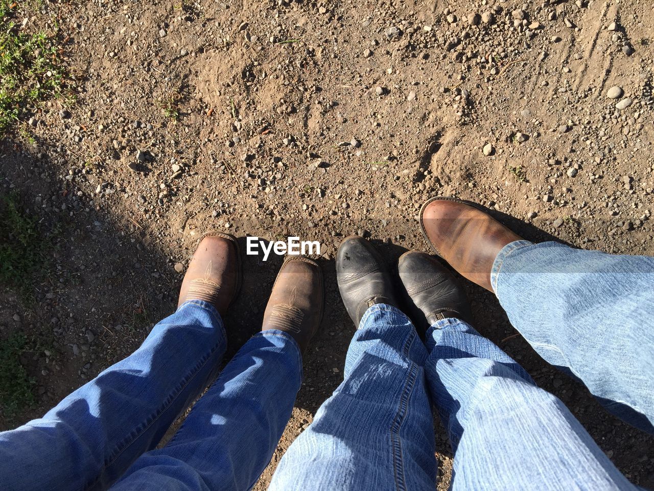 Low section of people standing on land