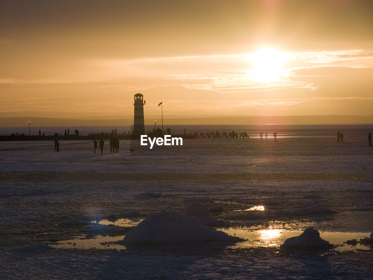 Scenic view of sea at sunset