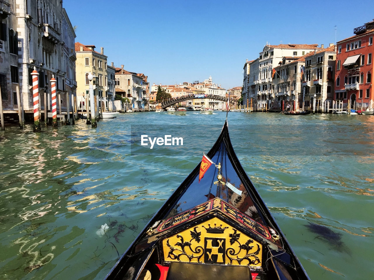 Take photo of the famous venice grand canal in italy from gondola