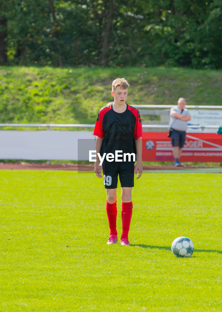 Young soccer player in action during a soccer game