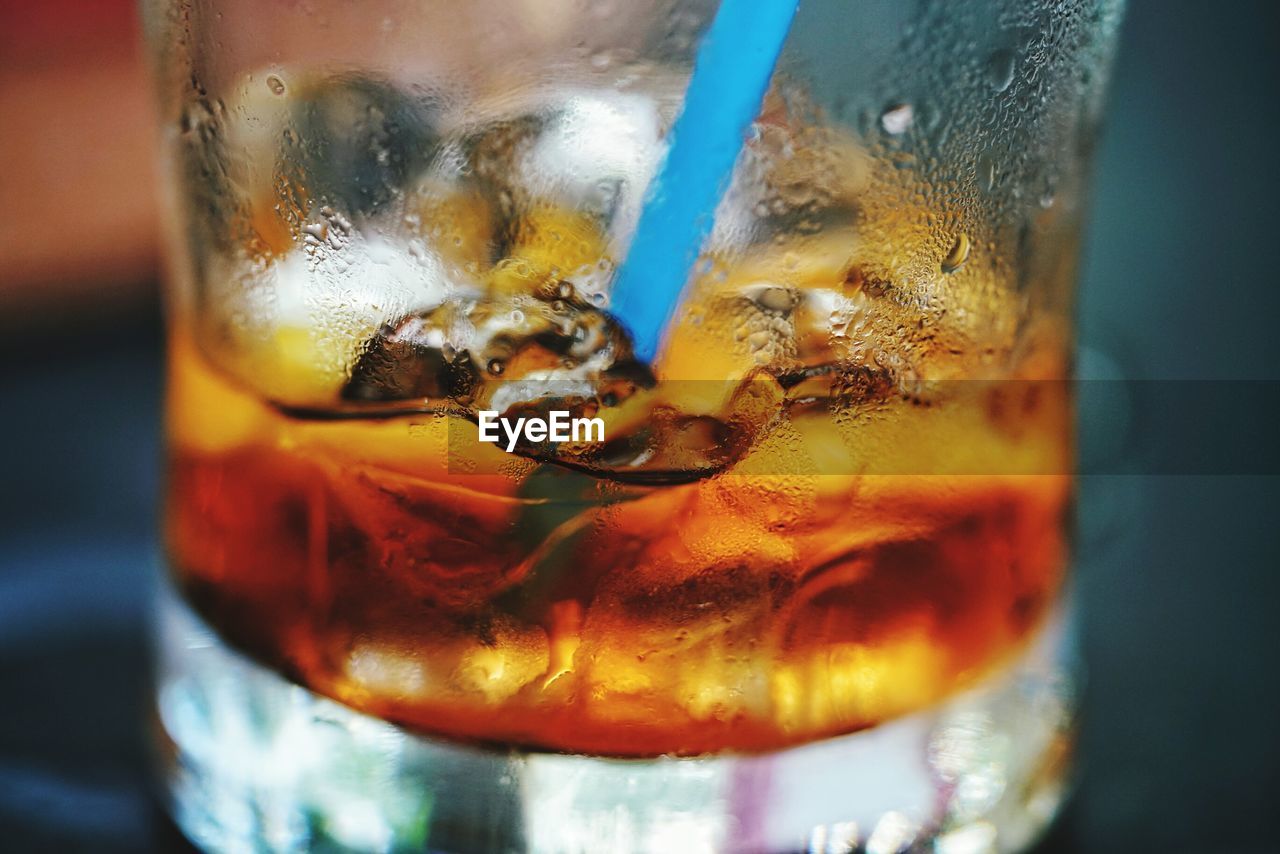 Close-up of cold drink in glass