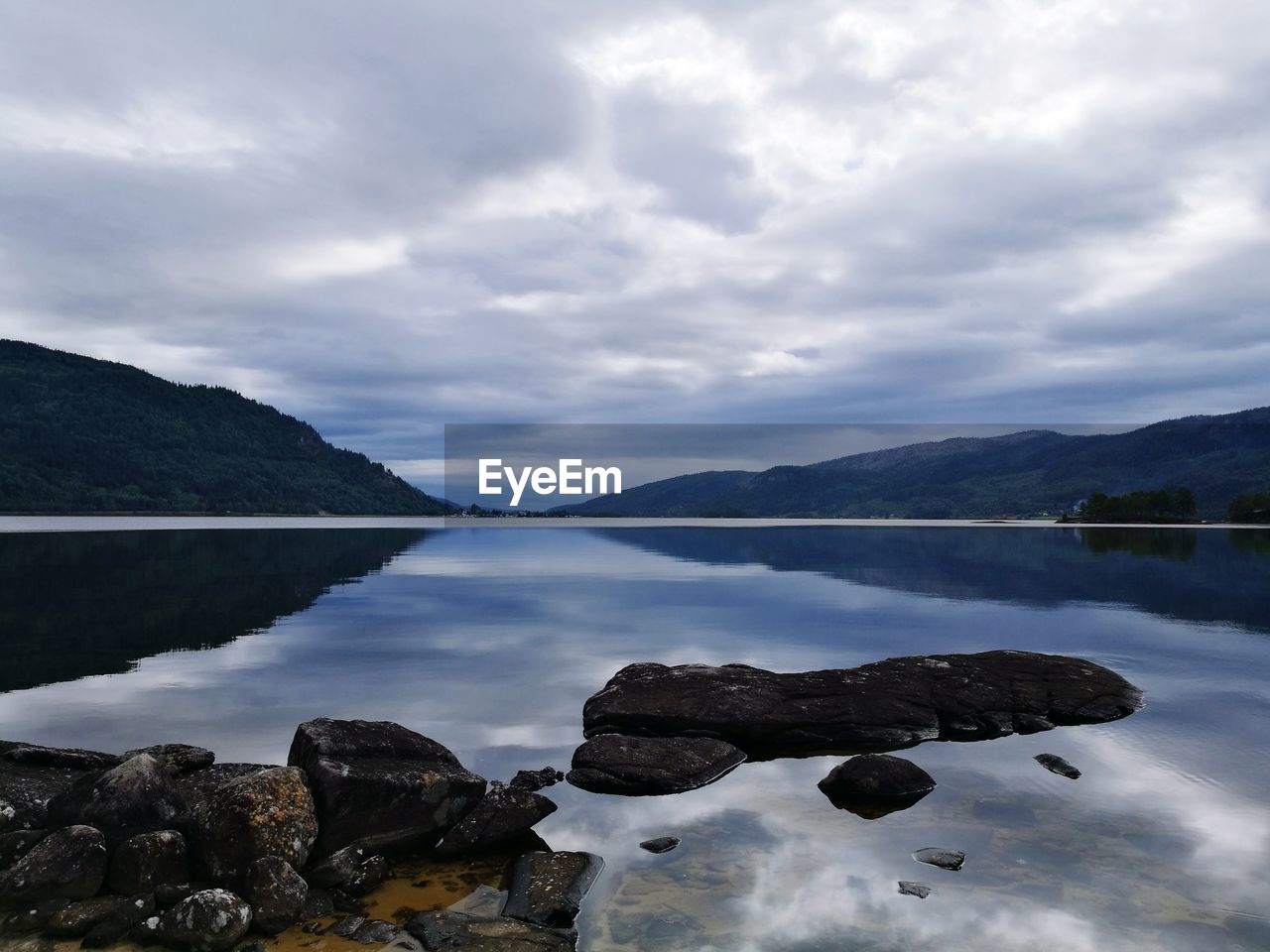 Scenic view of lake against sky