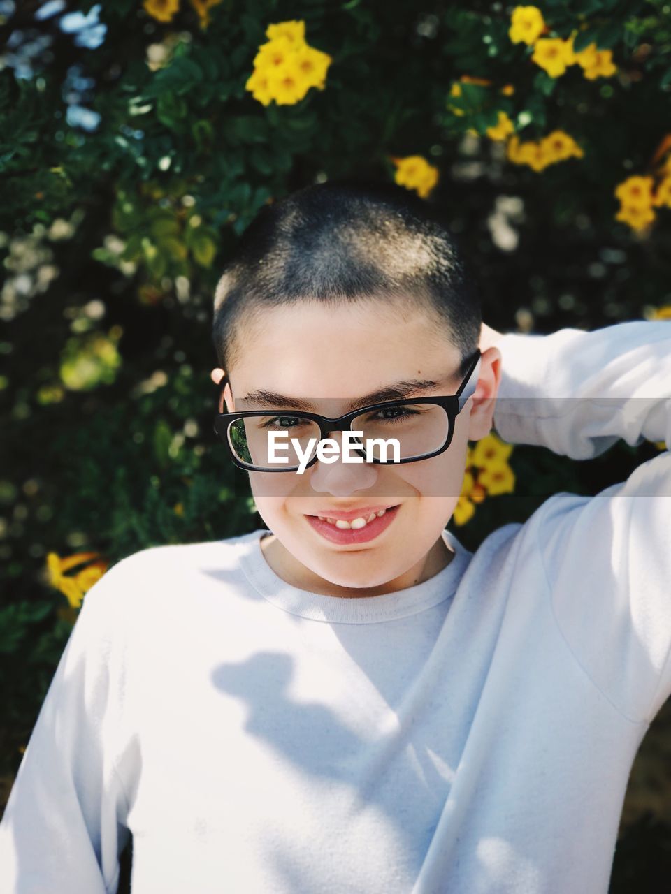 Portrait of smiling boy wearing eyeglasses