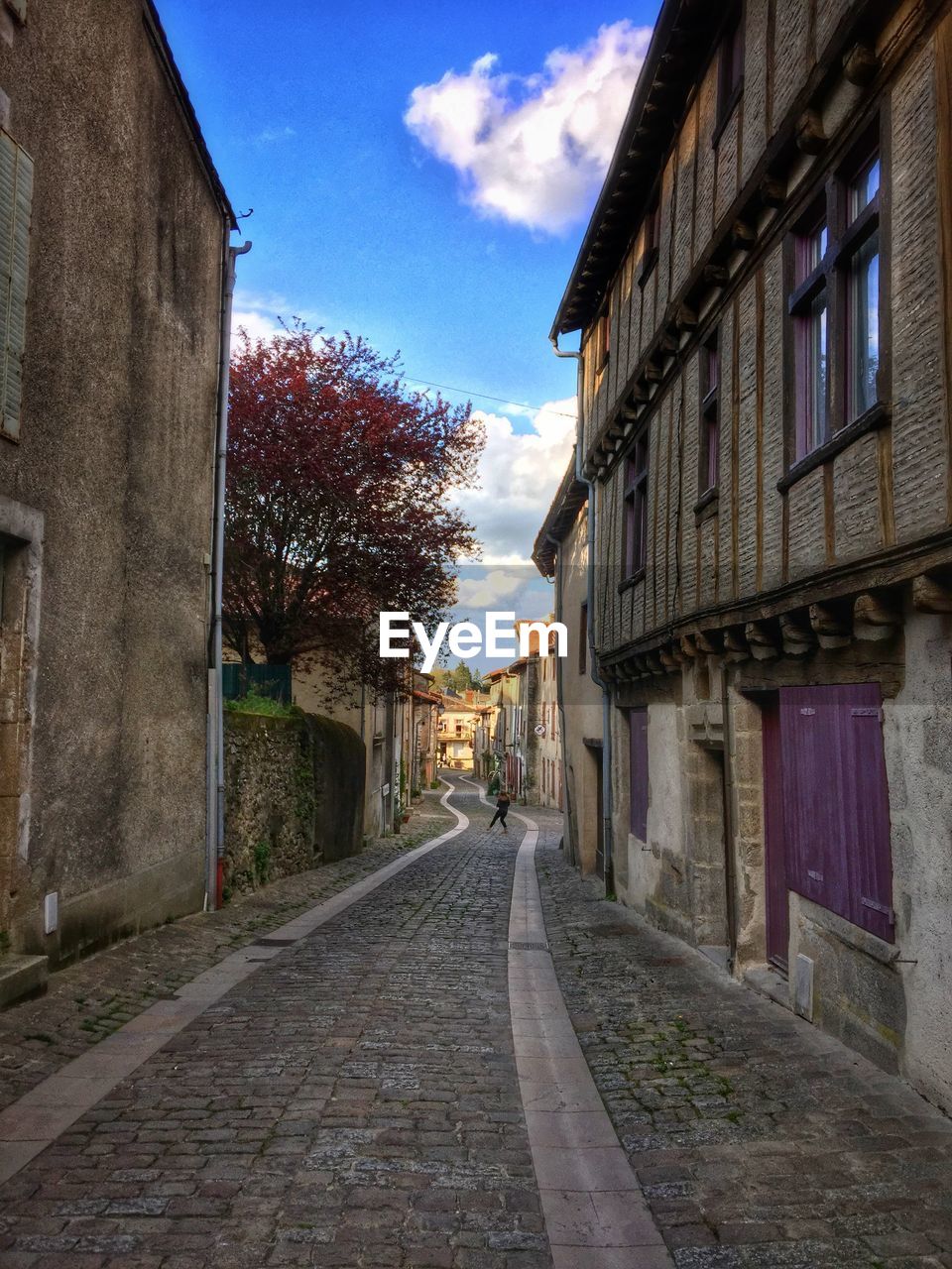 Narrow alley along buildings