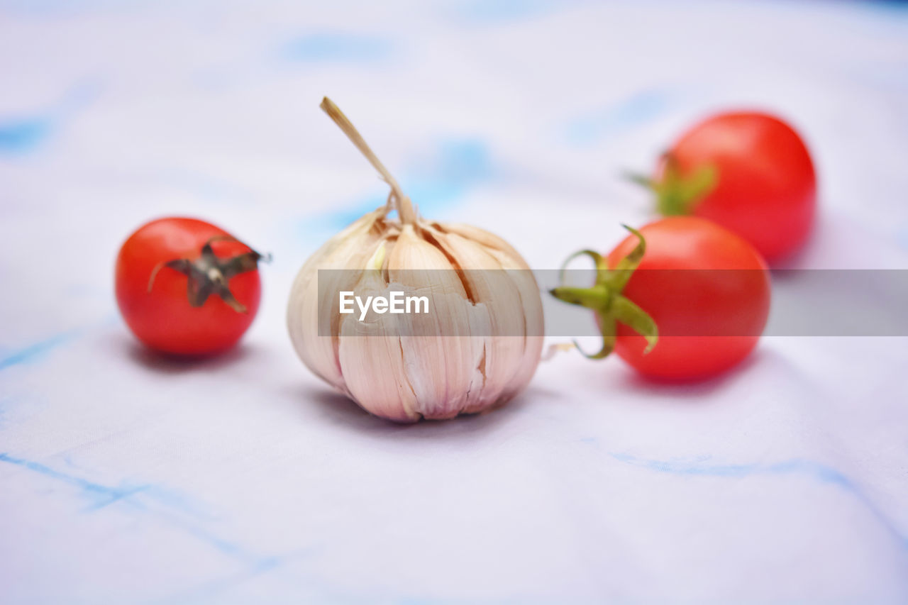 Close-up Focus On Foreground Food Food And Drink Freshness Fruit Garlic Garlic Bulb Garlic Clove Group Of Objects Healthy Eating Indoors  Ingredient No People Raw Food Red Spice Still Life Tomato Vegetable Wellbeing