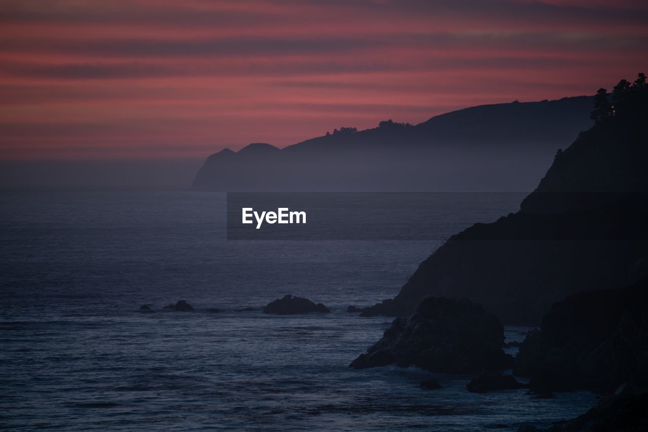 Scenic view of sea against sky during sunset