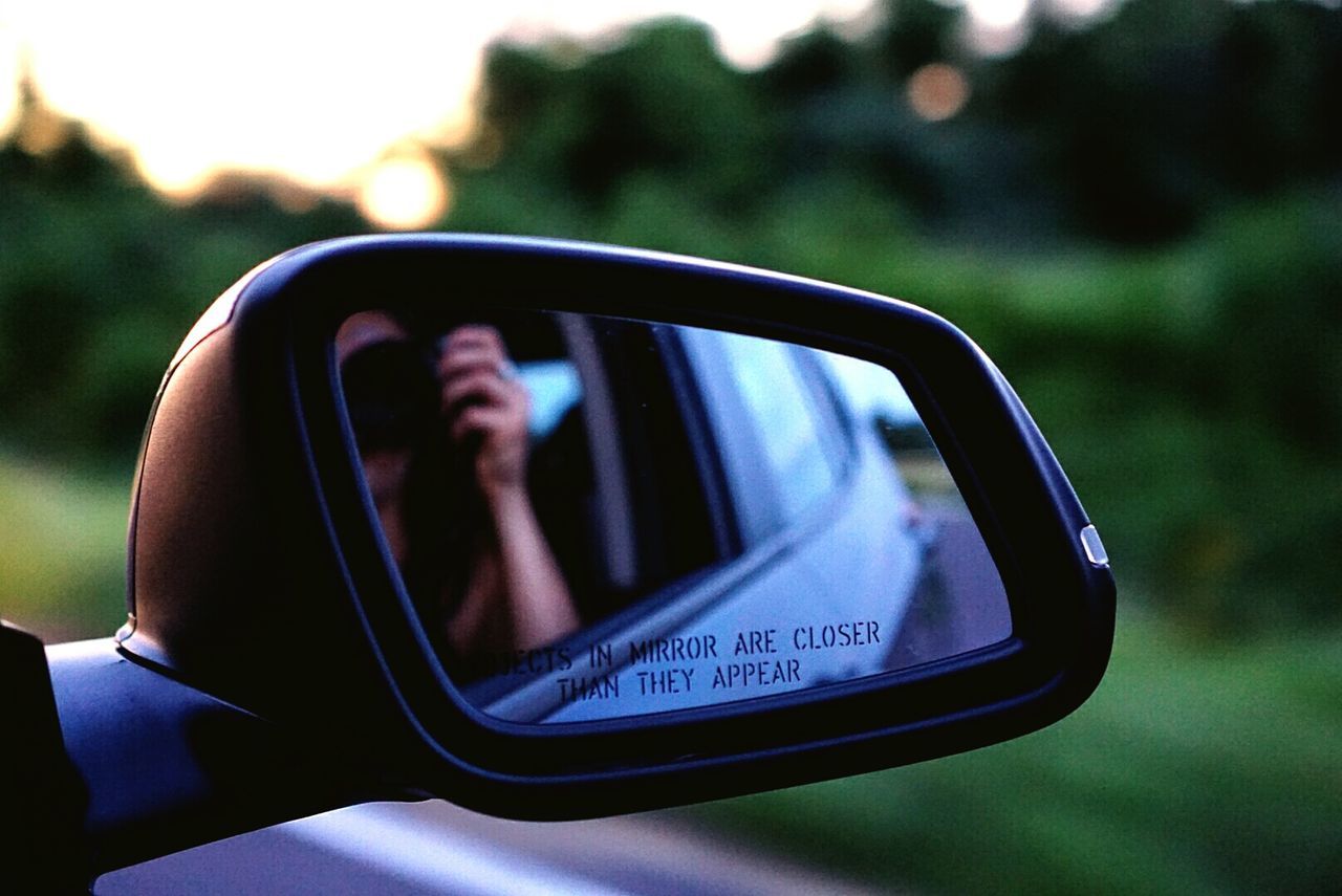 Close-up of side-view mirror